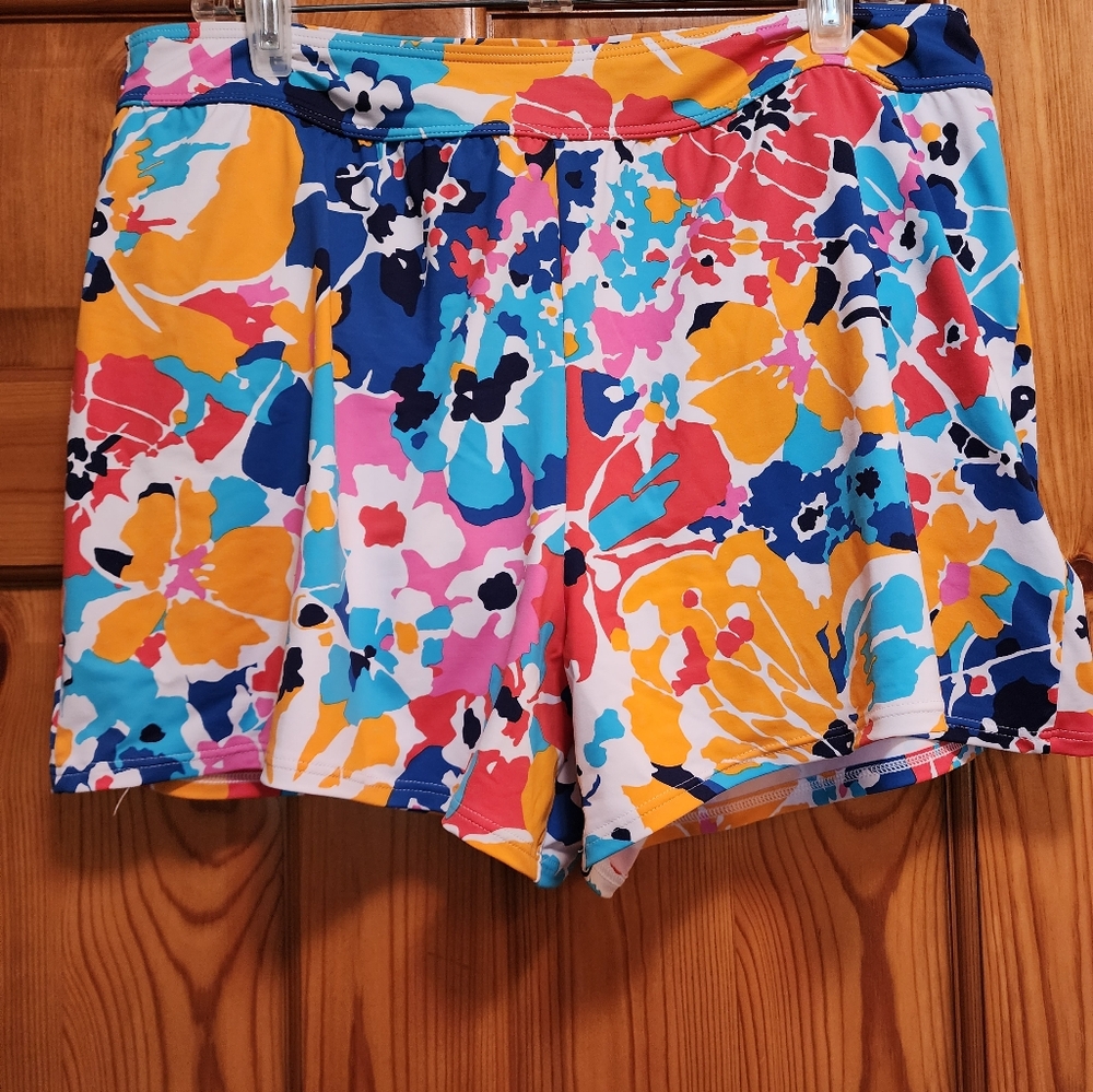 Lands End Floral Women's Quick Dry Swim Shorts, 16W